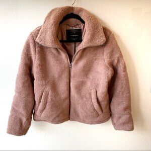 lucky brand pink popcorn knit teddy coat